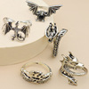 Ring, set, heart, European style, punk style, 5 pieces