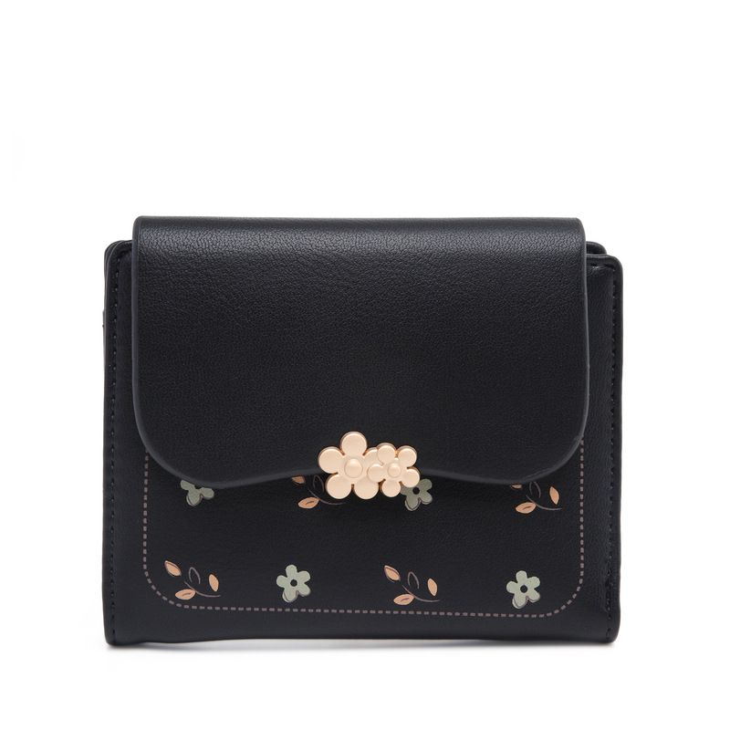 New Japanese and Korean Version of Short Women's Wallet with Small Fresh Printing 70% off Stacked Buckle Zipper Multifunctional Coin Purse Card Holder