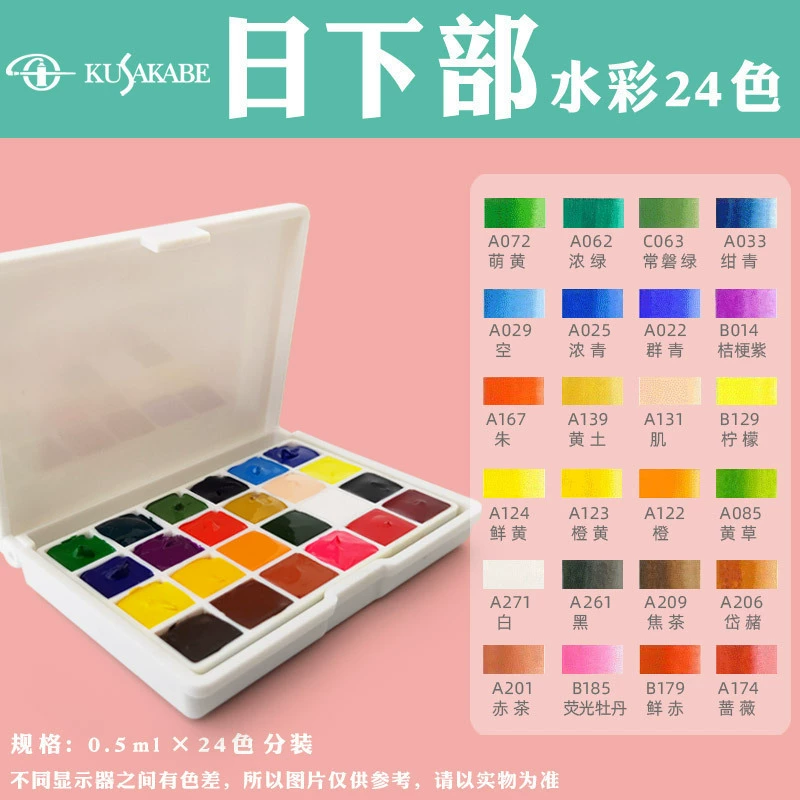 Упаковка акварели на 24 цвета Holbein, Van Gogh, Melima Blue Somingk DS Metra, нижняя часть оттенков кожи