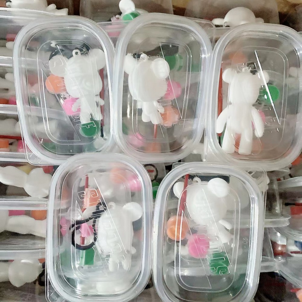 Oso fluido hecho a mano creativo DIY graffiti colgante en Caja Blanco blanco oso violento muñeca llavero al por mayor TikTok Tong