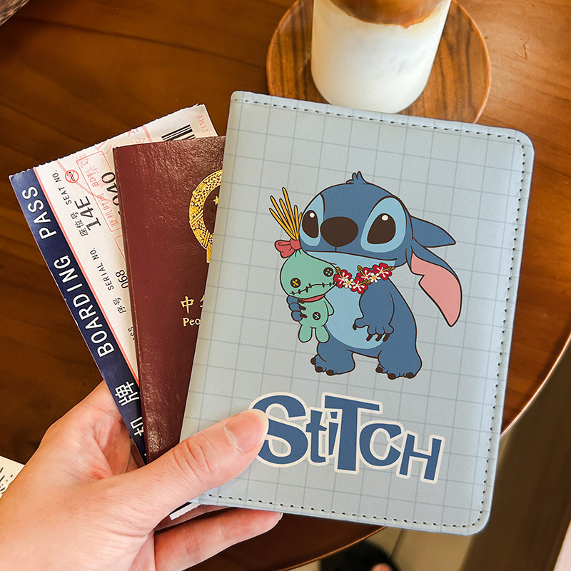 Star Baby Stitch Cartoon Pasaporte Clip Bolsa de certificados cubierta multifuncional bolsa de tarjetas para viajar al extranjero portátil