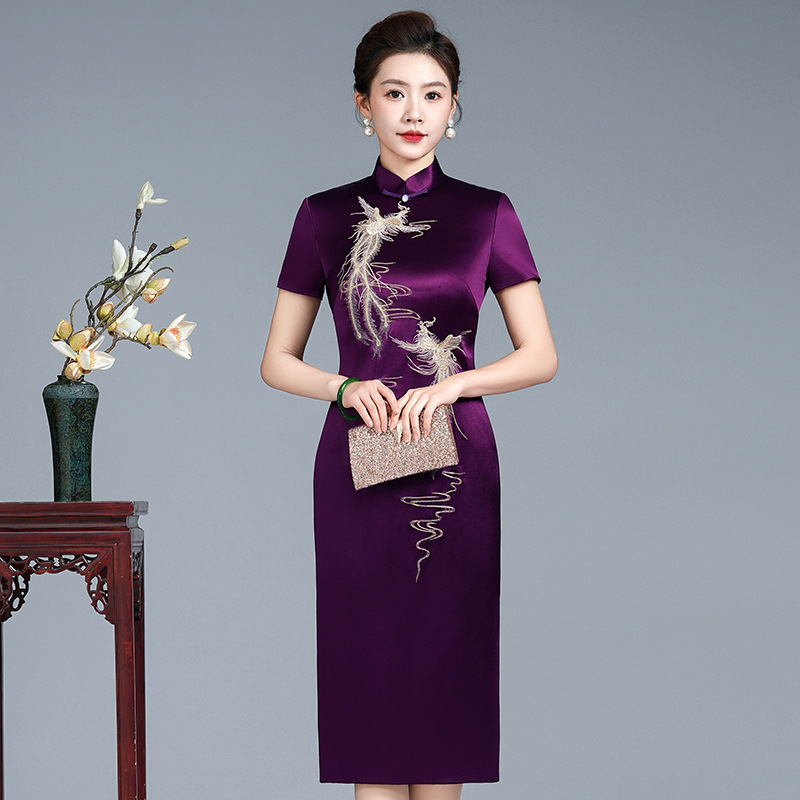 Mother's wedding dress 2024 spring and summer new mid-year happy mother-in-law wedding cheongsam young noble dress