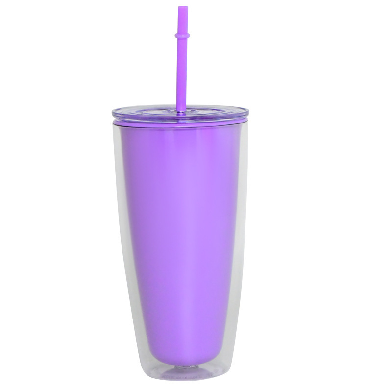 プラスチックカップ新型二重クリエイティブグラデーションマーメイドテールストローカップドリアンカップメッキカラースパンコールカップ|undefined
