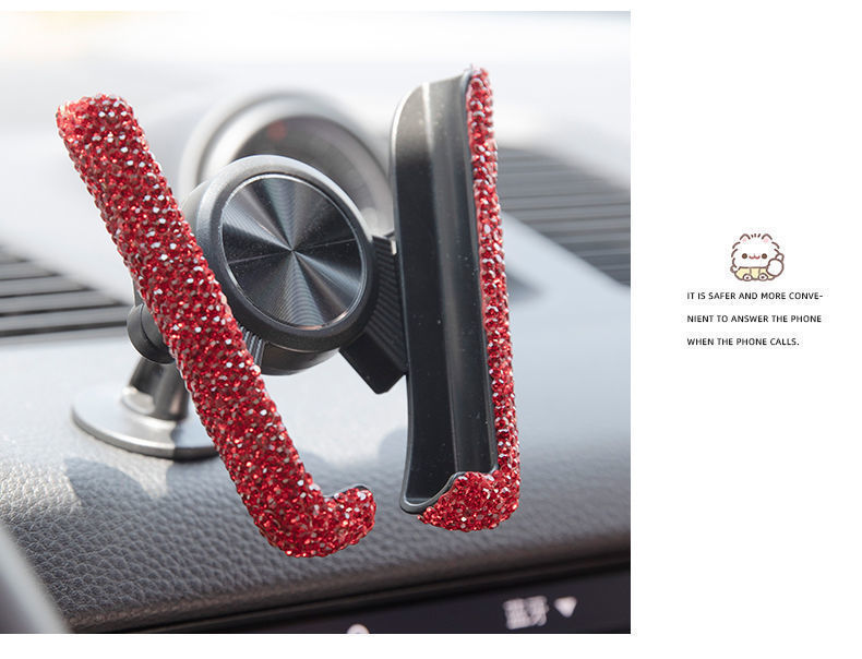 Car-Mounted Diamond-Encrusted Phone Holder, Car Navigation Support, Clip-On Air Vent, Multi-Functional and Versatile