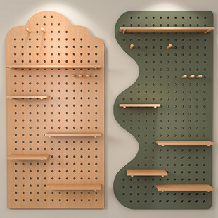 Perforated Board Storage Rack Entry Entrance Solid Wood Wall Board Hole Wall Wooden Wall Storage Entry Door Hanging Clothes Living Room