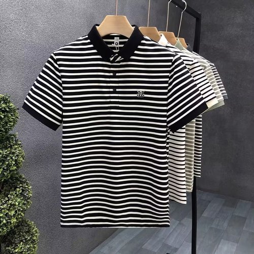 Fashion Striped Short-Sleeve T-Shirt Polo Under Shirt Men's Casual Half-Sleeve Men's T-Shirt Top