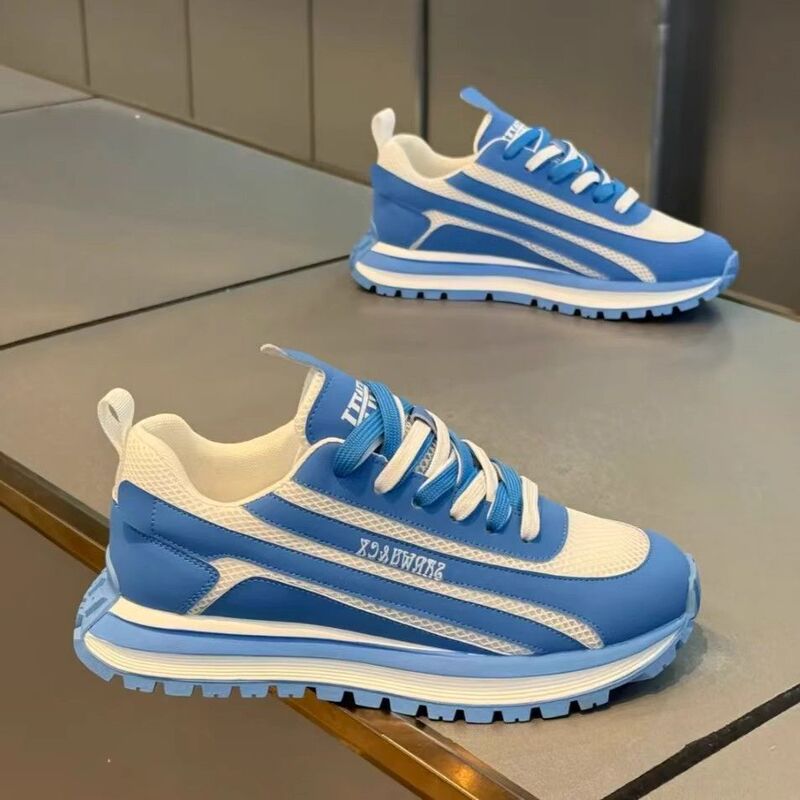 Trendy Fashion Popular Versatile Sports Red Shoes Ins Non-Slip Wear-Resistant Casual Thick-Soled Height-Increasing Sneakers Men's Round-Toe Shoes