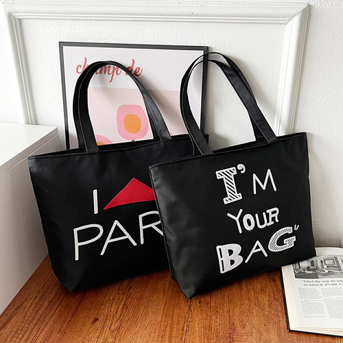 New Style Large Capacity Ladies Single Shoulder Bag Logo Printed Fashion Canvas Tote Bag Women Shopping Bag Wholesale