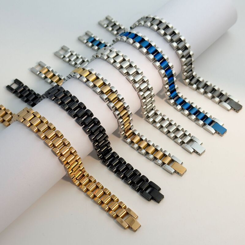 European and American Cross-Border Popular Titanium Steel Watch Chain Bracelet, Fashionable Stainless Steel Couple Bracelet, Adjustable Curved Plate Jewelry European and American Cross-Border Popular Titanium Steel Watch Chain Bracelet, Fashionable Stainless Steel Couple Bracelet, Adjustable Curved Plate Jewelry