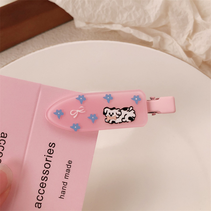 Un par de impresión de arco para niñas pinzas de cabello sin marcas de dibujos animados para mujeres adorables pinzas de cabello para el cabello de bordas rotas