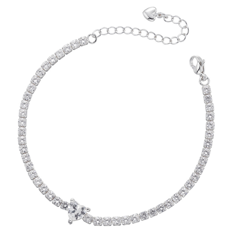 Heart Shape Pattern Women'S Gender 1 Piece Cute Heart Shape Copper Plating Inlay Zircon Women's Bracelets Necklace