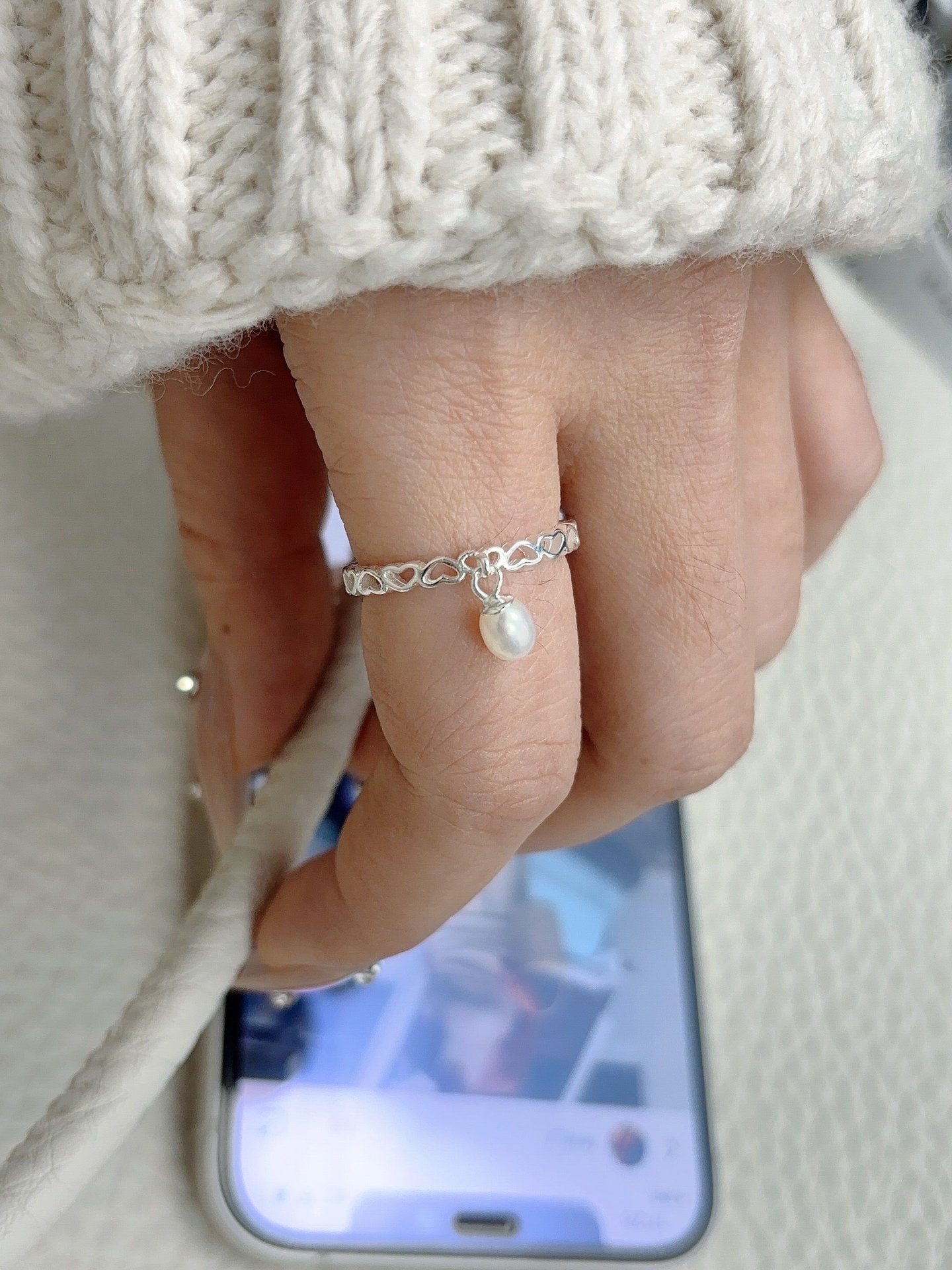 Daily Occasion 925 Sterling Silver Freshwater Pearl Heart Shape Open Rings