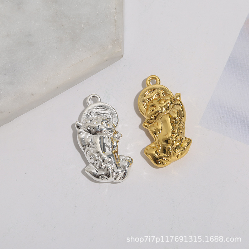 2023新款合金貔貅镀金吊坠男女手链脚链项链钥匙扣皮丘DIY编织配