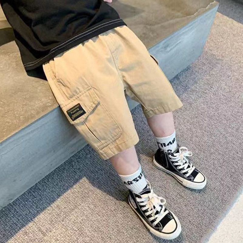Boys' Workwear Five-point Pants 2024 Summer New Loose Western Style Children's Shorts Summer Casual Pants Baby Over the Knee