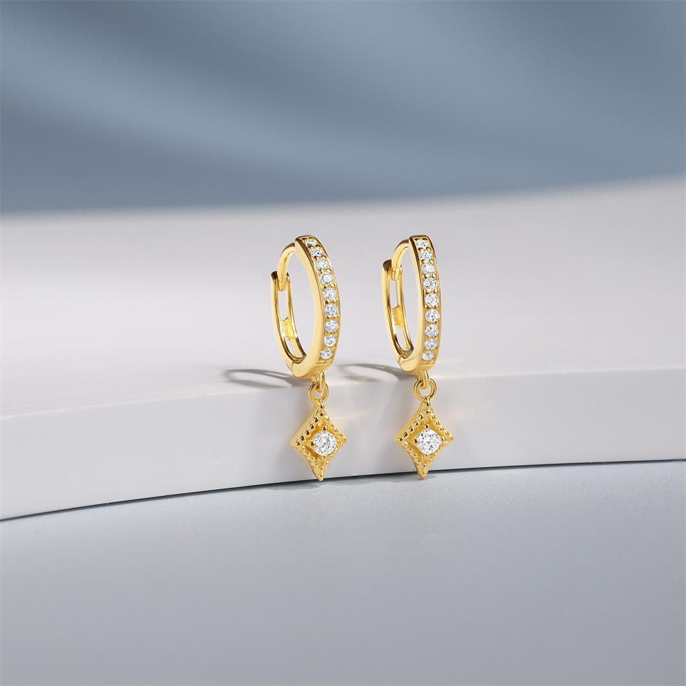5g Weight 925 Sterling Silver Ear Needle Material Zircon Inlay Material Earrings Classification 1 Pair Quantity Holiday, Travel, Daily Occasion 925 Sterling Silver Material Geometric Pattern Women's Gender Plating Design Simple Style, Streetwear Style 1 Pair 925 Sterling Silver Zircon Geometric Earrings 17