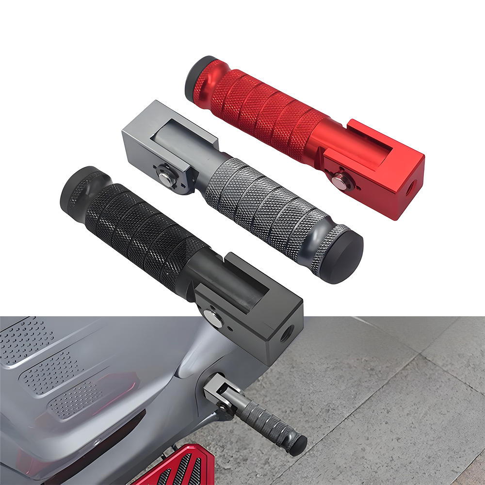 Motorcycle accessories: Aluminum alloy footrests, modified CNC folding footrests, rear footrests, safety guards, and additional foot pegs