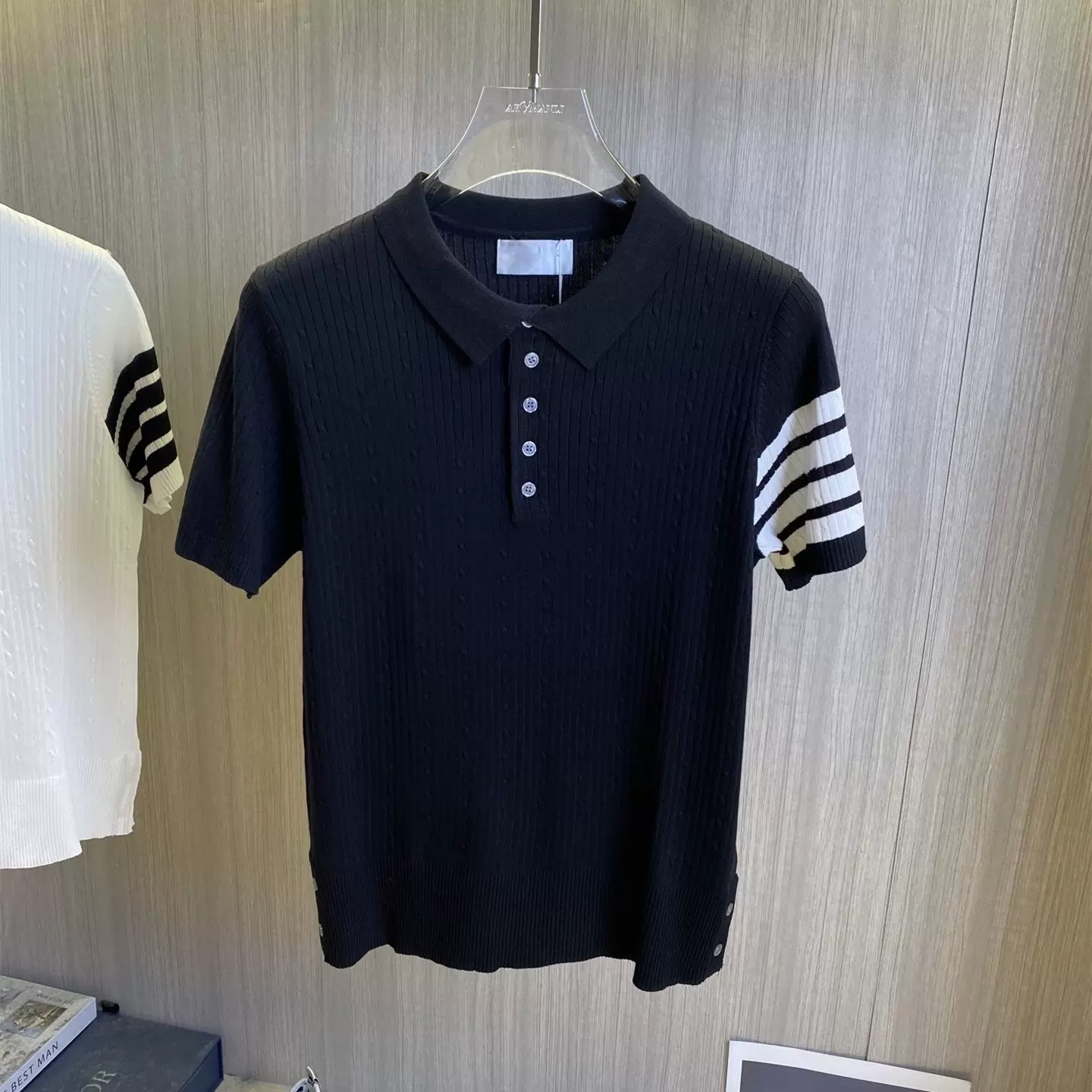 Polo camiseta de punto camiseta de manga corta hombre cuatro barras TB rayas tricolores torsión vieja fábrica de viento de dinero transfronterizo al por mayor