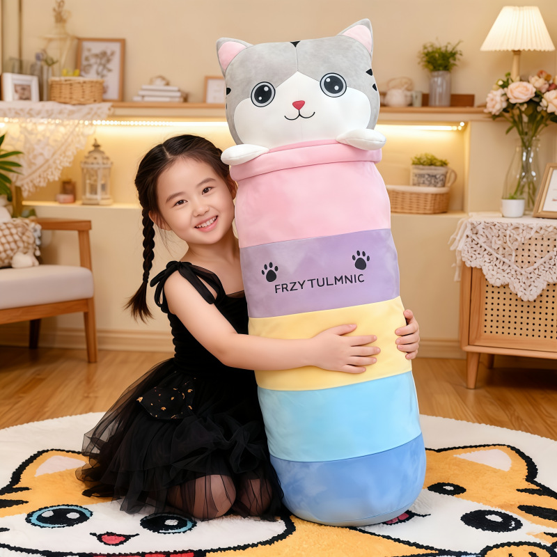 Nuevos juguetes de peluche de gato de dibujos animados muñecas almohada para dormir muñecas de tela grandes regalos de cumpleaños al por mayor