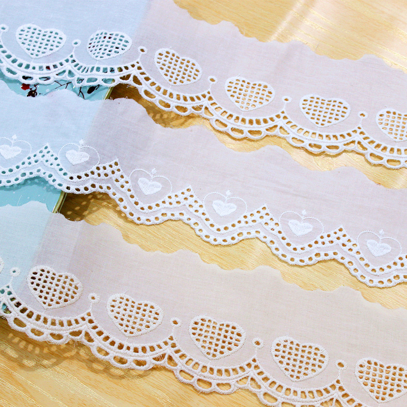 天缘花边镂空爱心桃心棉布棉线刺绣童装领子袖口裙摆蕾丝花边辅料