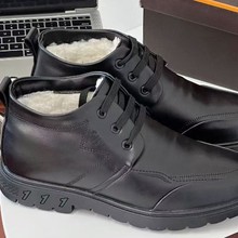 男鞋2025冬季新款皮面防水爸爸商务棉皮鞋加厚保暖高帮棉鞋