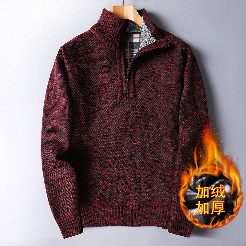 [Paul Weekend] plus velvet padded autumn and winter new men's sweater zipper sweater loose sweater coat