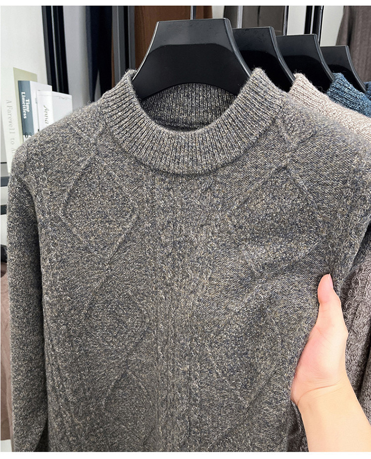 Temporada de otoño y invierno nuevo 100% puro suéter de lana para hombres cuello redondo suéter suelto suéter de lana