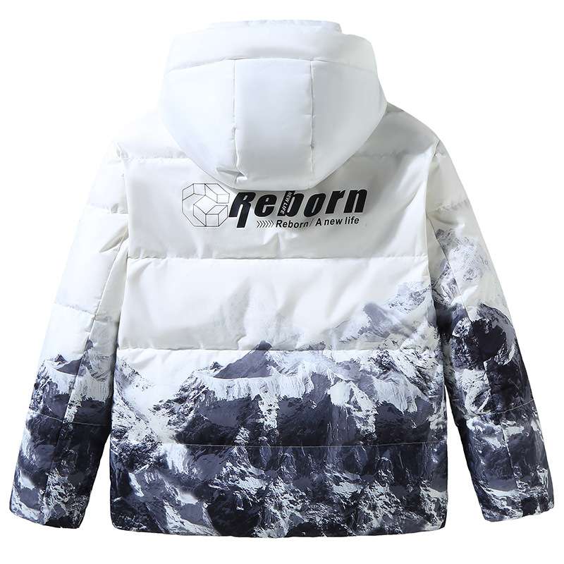 Chaqueta de Plumón para Hombre, Invierno 2025, Nueva, Gruesa, Cálida, Plumón de Pato Blanco, Chaqueta Informal con Degradado de Color, a la Moda