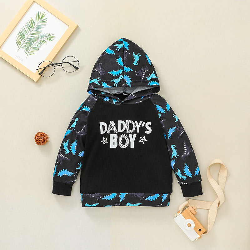 Foreign Trade 2021 Boys' Fashionable Sweater Suit Korean Style Children Printed Hooded Pullover Trousers Two-piece Suit display picture 3
