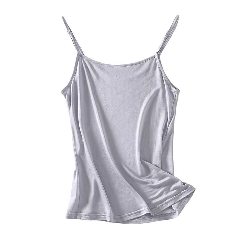 Summer Thin High-end Mulberry Silk Knitted Silk Halter Top All-match Small Vest Shoulder Strap Adjustable Base Shirt