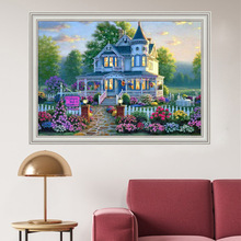 厂家直销十字绣一件代发家园别墅花盆房屋十字绣DIY满绣装饰画