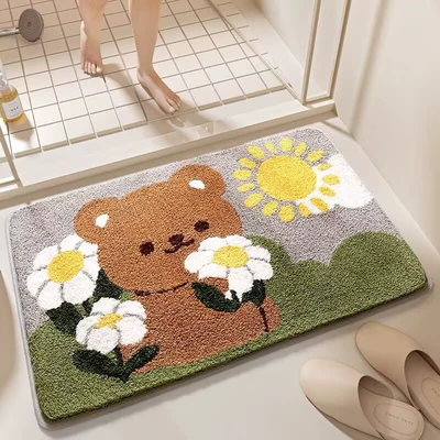 Absorbent Floor Mat, Stain-Resistant Foot: Avtomobil döşəmə paspasları - hug-flowers-4060cm-imitation-cashmere