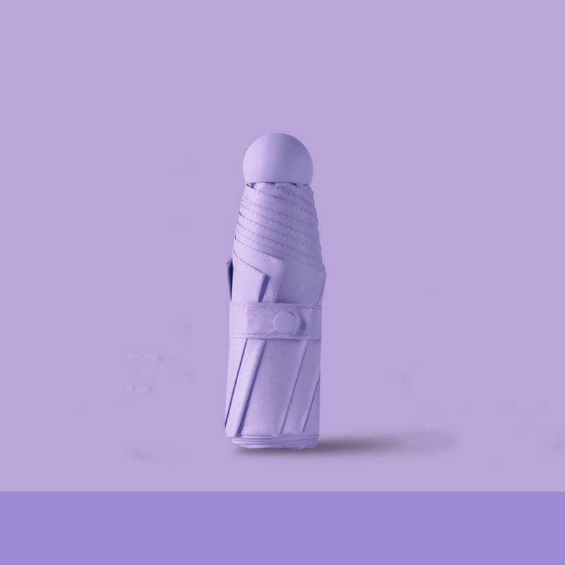 紫の丸五つ折りの黒ゴム傘