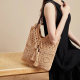 New Summer Tassel Cotton Shoulder Straw Woven Bag Hollow Knitted Woven Bag Casual Vintage Beach Bag Fashion Women's Bag