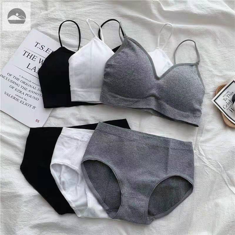 Threaded Princess Bra Set, Sleep Bra Without Underwire, Simple Underwear for High School Students, Summer Full Cup for Girls