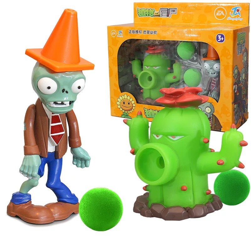 Juguetes de Plantas contra Zombis, juego completo de goma suave, lanzador de guisantes, juego para niños, regalo para niños, figuras