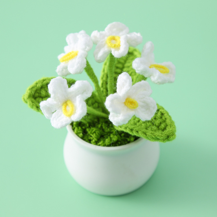 [완성된 작은 흰색 화분] 흰색 물망초 5송이