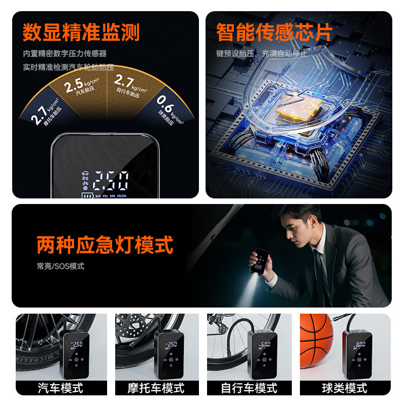 跨境车载充气泵小型汽车充气筒便携式数显打气筒电动快充打气泵|undefined