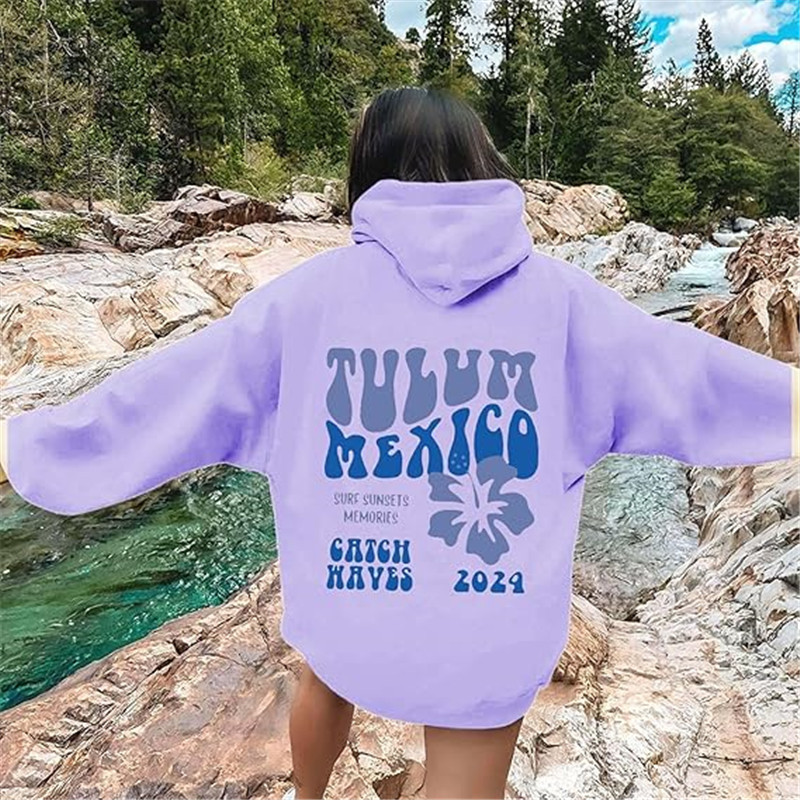 Women's Oversized Letter Print Hoodie Drop Shoulder Sweatshirt_voghion.com