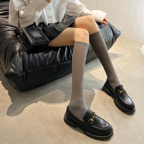 Socks women's calf socks pile socks mesh summer thin breathable JK women's socks long solid color high-end socks