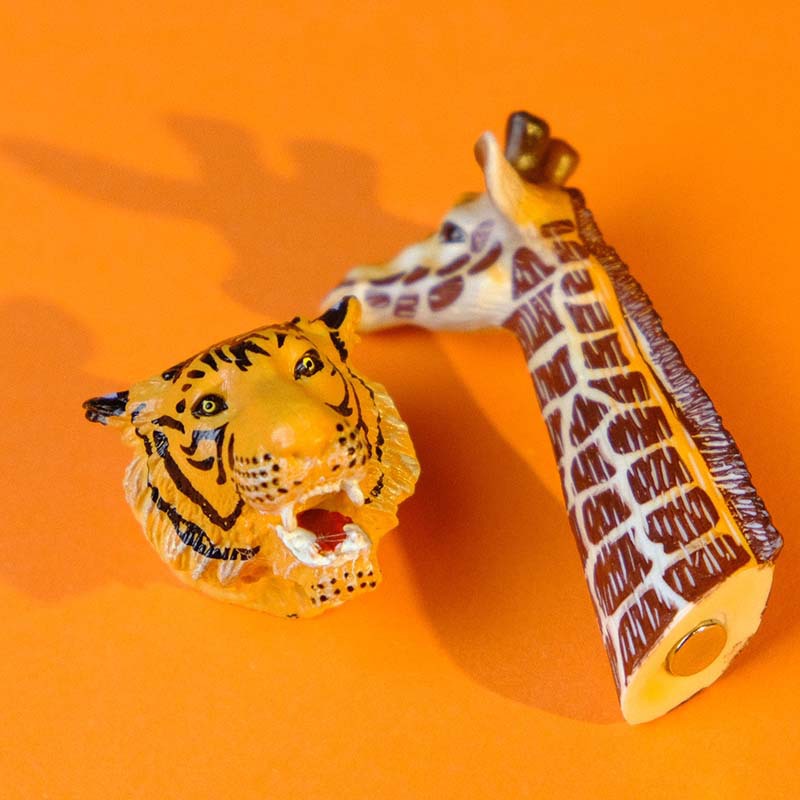 Decoración de celebridades de Internet Etiqueta magnética del refrigerador de jirafa Mensaje Etiqueta magnética Decoración del refrigerador de succión magnética Etiqueta adhesiva del refrigerador con cabeza de tigre nórdico