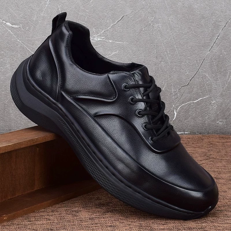 Внешняя торговля кожаная спортивная обувь мужская толстая подошва легкая амортизация ручная шитая обувь повседневная износостойкая кожаная мужская обувь