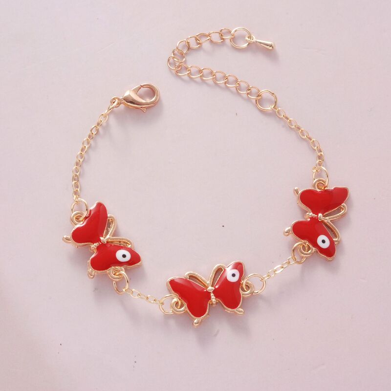 Oil dripping three butterfly bracelet with eyes female Korean ins light luxury gift cross-border foreign trade delivery wholesale
