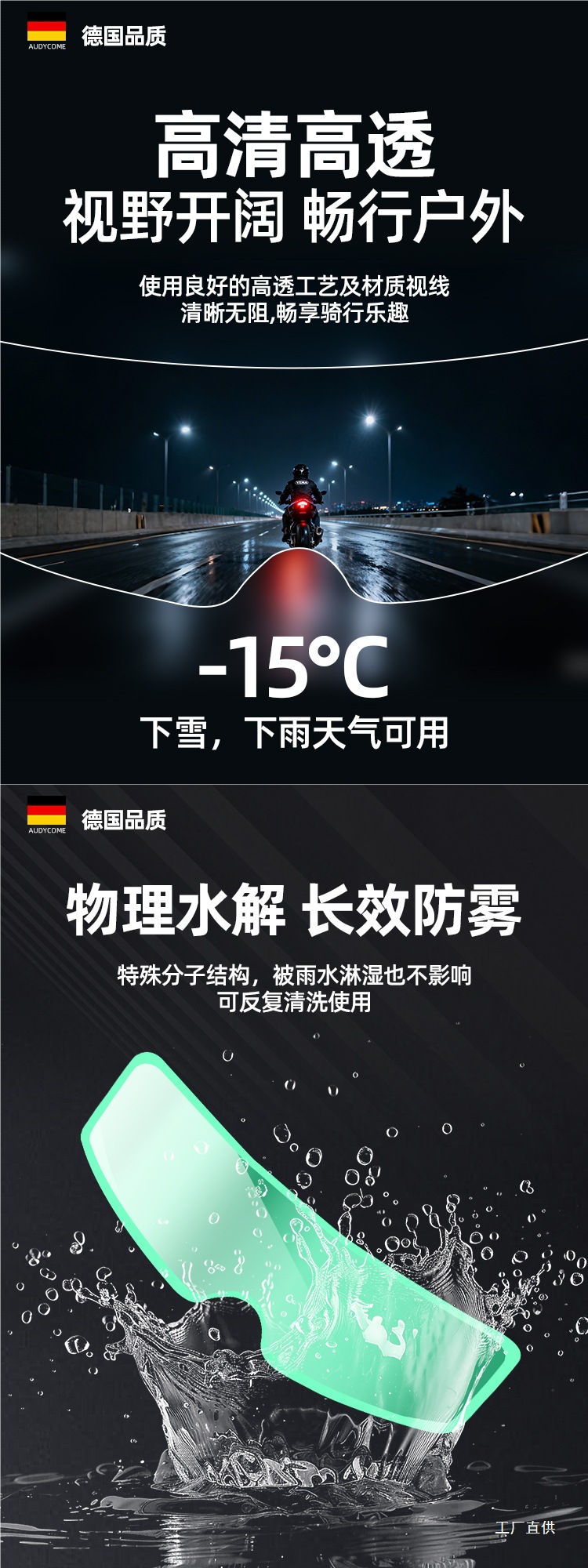 Helmet Anti-Fog Film Autumn and Winter Motorcycle Electric Vehicle Full-Face Half-Face Lens High-Definition Large Universal Rainproof Artifact
