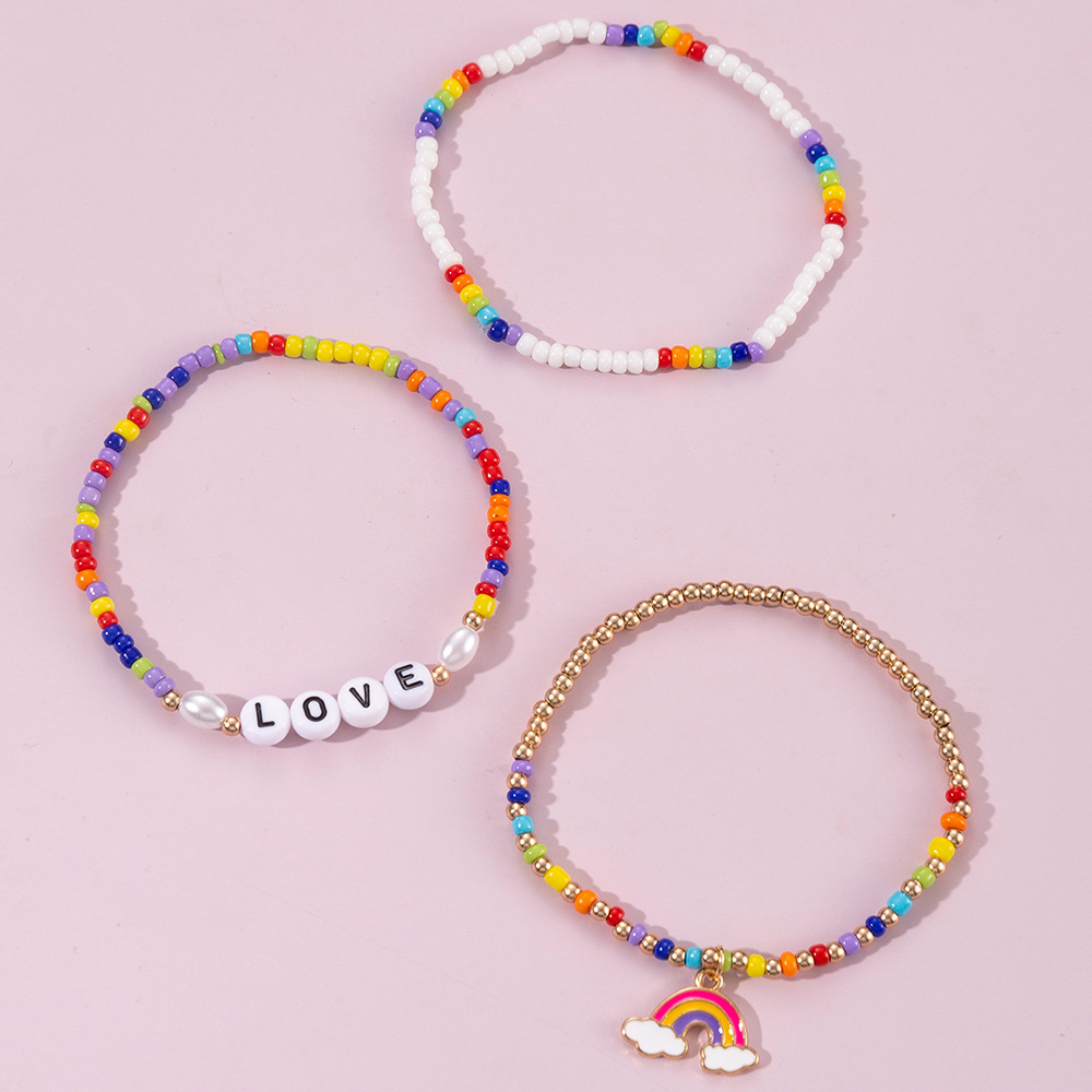 Fashion Beach Letter Rainbow Plastic/resin Beads Bracelets display picture 3