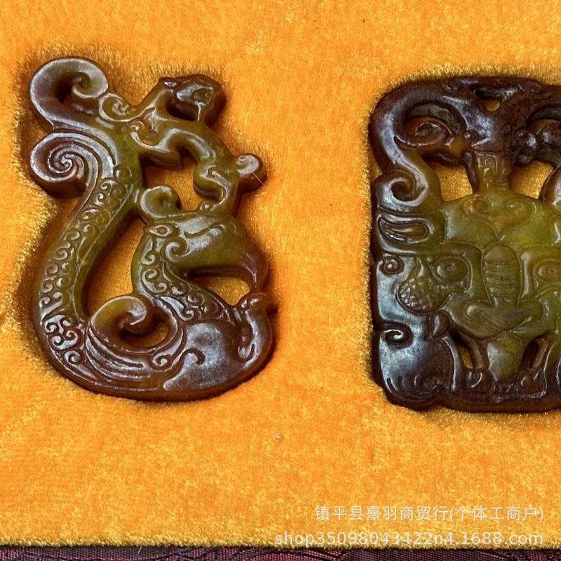 大量批发直播供货仿古做旧工艺品岫玉多款高仿明清玉器手把件挂件|undefined