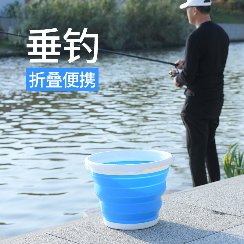 Folding Silicone Bucket Plastic Car Car Washing Bucket Household Portable Art Washing Pen Outdoor Fishing Folding Bucket