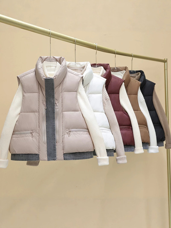 New autumn and winter cross-border cotton vest, short fashion jacket, women's sleeveless cotton coat, warm loose patchwork vest