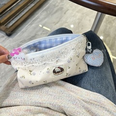フレッシュレース花柄 KT 猫鉛筆バッグインシンプルな大容量学生収納袋女の子かわいい文具バッグ