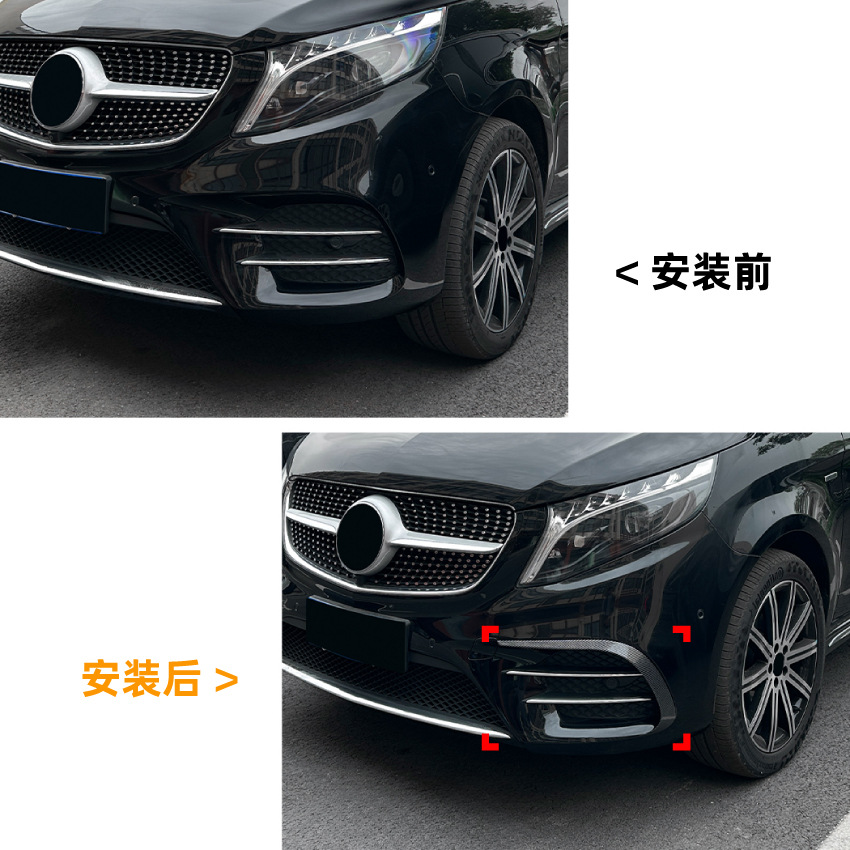Cuchilla de Viento Delantera para Mercedes-Benz Clase V W447 AMG Line ABS Autoadhesivo