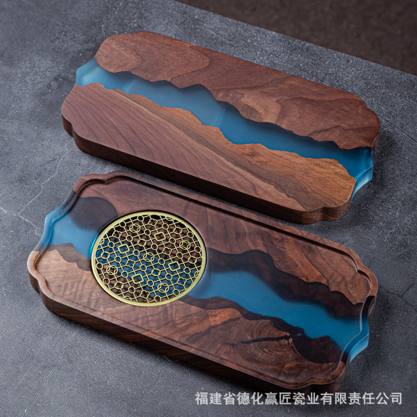 bandeja de madera de nuez, bandeja de té seca de madera sólida, bandeja de taza de té rectangular, bandeja de comida, bandeja de té, bandeja de refrigerio